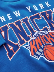 Blue New York Knicks NBA Boxy Graphic T-Shirt (3-16yrs) - Image 8 of 8