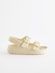 Buttermilk White Double Buckle Ankle Strap EVA Sandals - Image 2 of 6