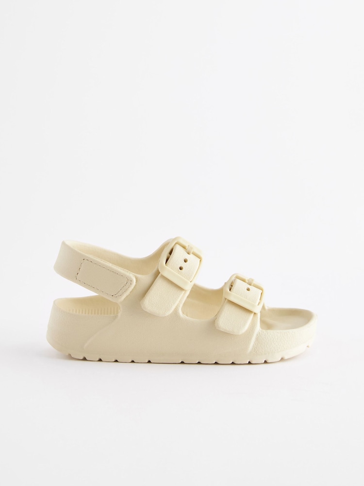 Buttermilk White Double Buckle Ankle Strap EVA Sandals - Image 2 of 6