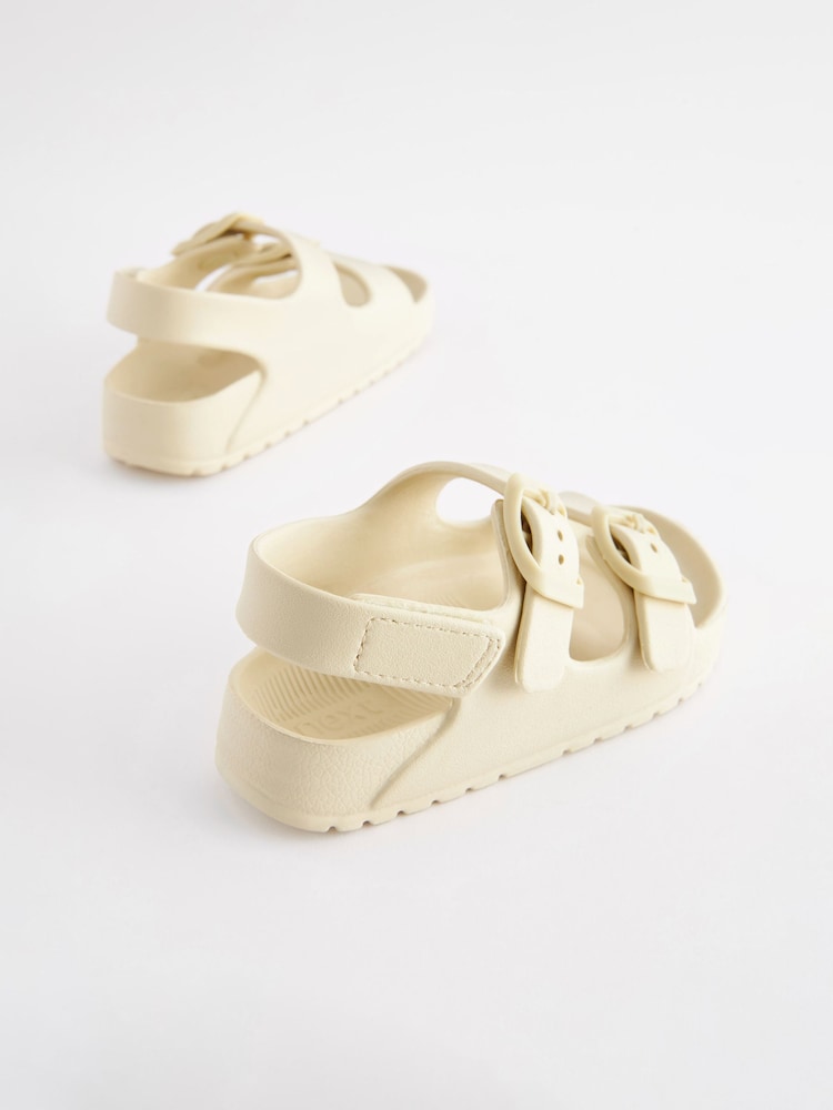 Buttermilk White Double Buckle Ankle Strap EVA Sandals - Image 4 of 6