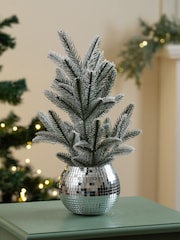 Scottish Everlastings Ltd Silver Mirrorball Potted Christmas Tree - Image 1 of 3