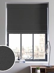 Dark Charcoal Grey 100% Cotton Made To Measure Roman Blind - Image 1 of 6