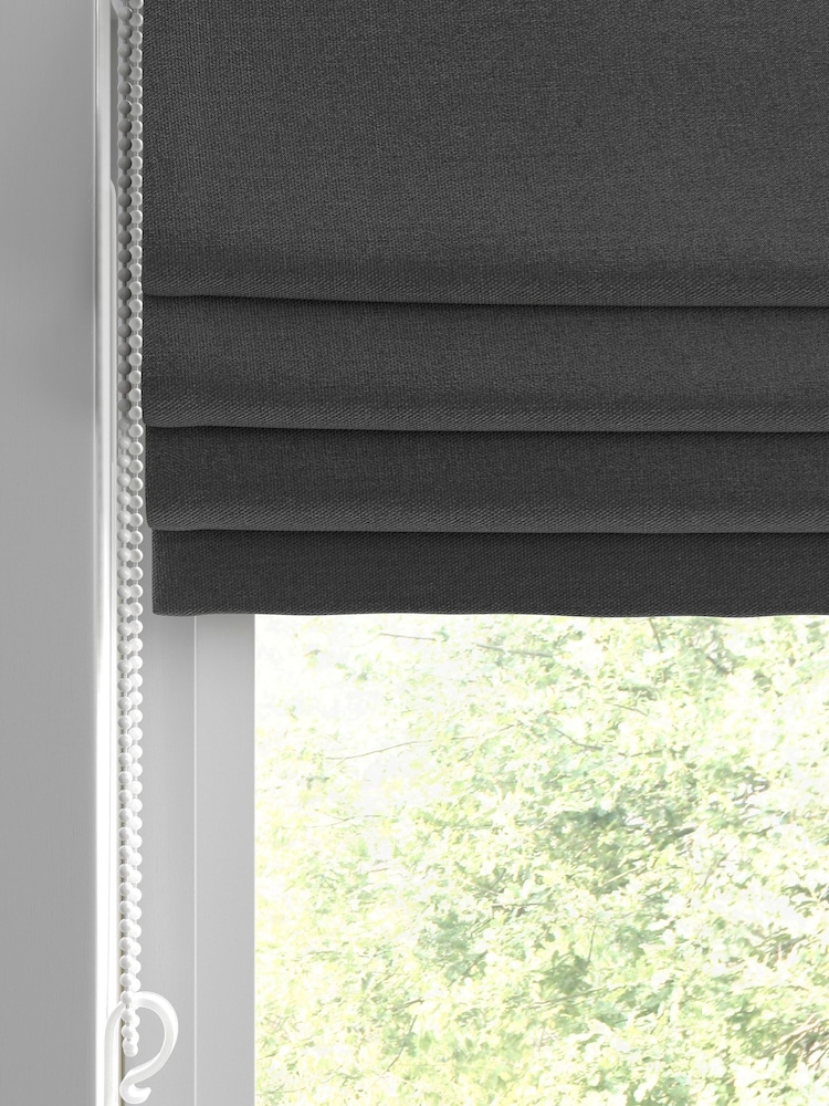 Dark Charcoal Grey 100% Cotton Made To Measure Roman Blind - Image 2 of 6