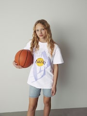 White LA Lakers NBA Oversized Graphic T-Shirt (3-16yrs) - Image 1 of 7