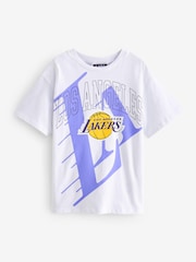 White LA Lakers NBA Oversized Graphic T-Shirt (3-16yrs) - Image 5 of 7