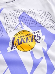 White LA Lakers NBA Oversized Graphic T-Shirt (3-16yrs) - Image 7 of 7