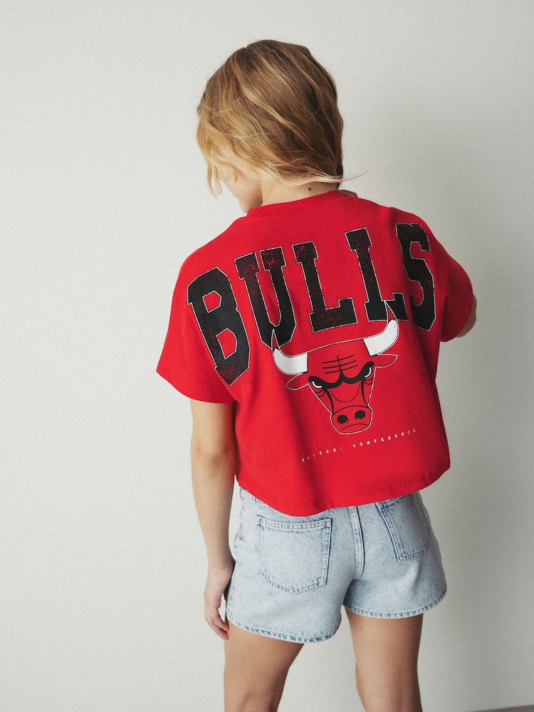 Red Chicago Bulls NBA Boxy Graphic T-Shirt (3-16yrs) - Image 1 of 7