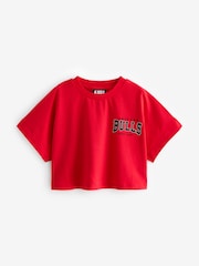 Red Chicago Bulls NBA Boxy Graphic T-Shirt (3-16yrs) - Image 5 of 7