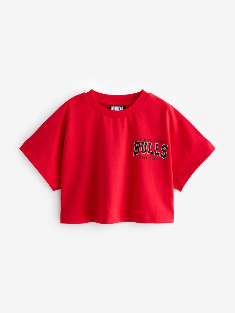Red Chicago Bulls NBA Boxy Graphic T-Shirt (3-16yrs) - Image 5 of 7