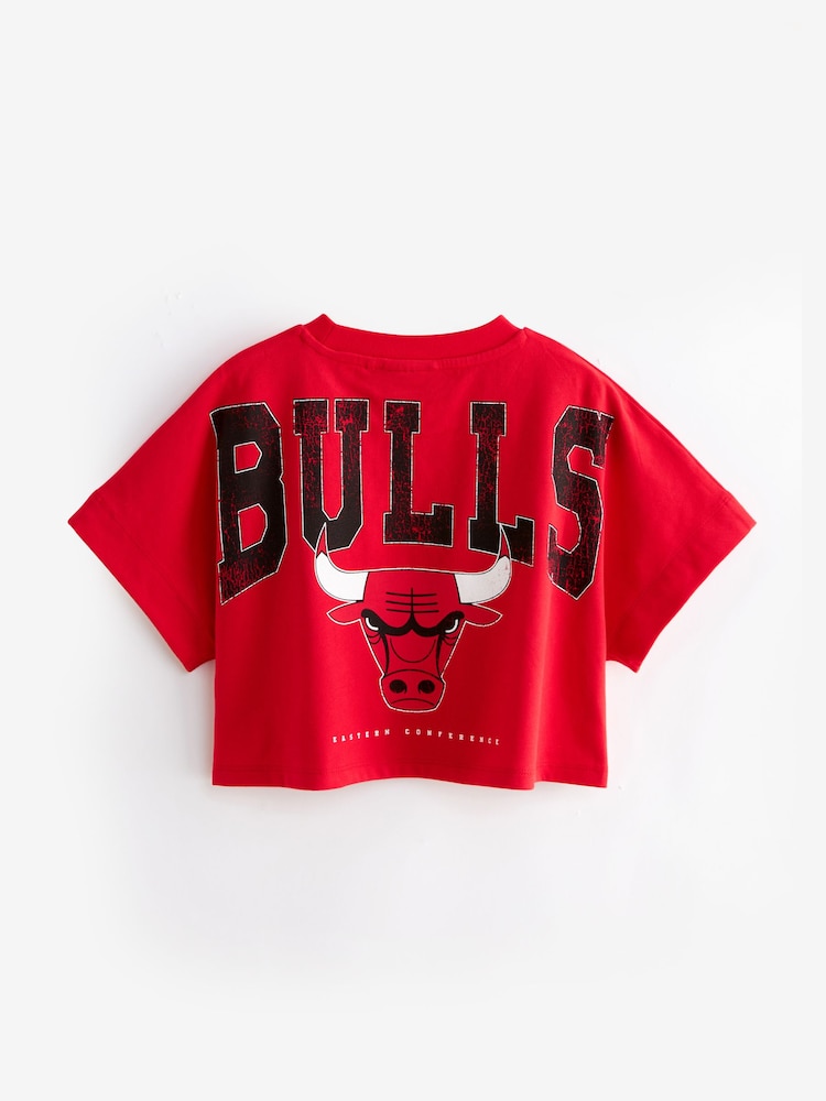 Red Chicago Bulls NBA Boxy Graphic T-Shirt (3-16yrs) - Image 6 of 7