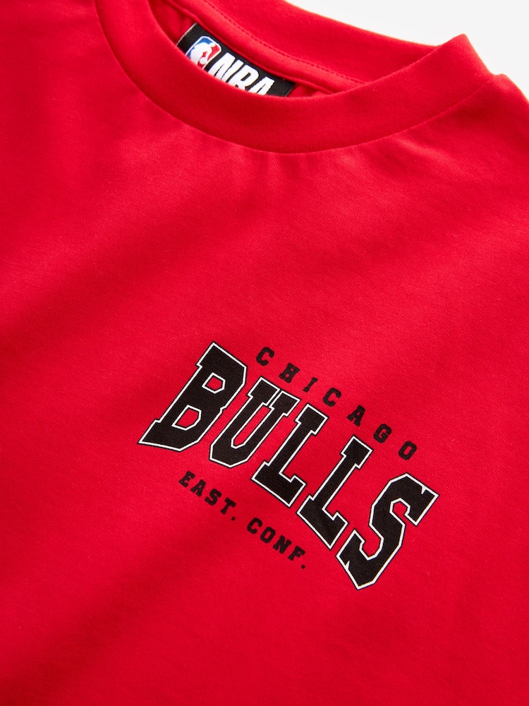 Red Chicago Bulls NBA Boxy Graphic T-Shirt (3-16yrs) - Image 7 of 7