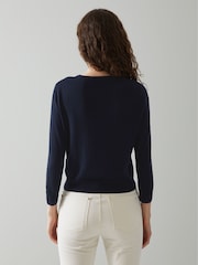 LK Bennett Blue Bonnie Merino Wool Cardigan - Image 2 of 4
