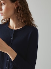 LK Bennett Blue Bonnie Merino Wool Cardigan - Image 3 of 4