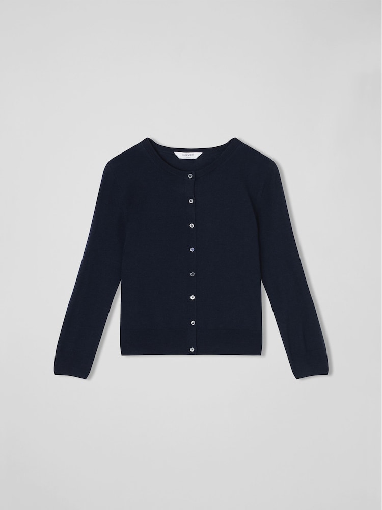 LK Bennett Blue Bonnie Merino Wool Cardigan - Image 4 of 4
