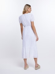 River Island White Broderie Wrap Midi Dress - Image 2 of 4