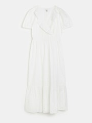River Island White Broderie Wrap Midi Dress - Image 4 of 4