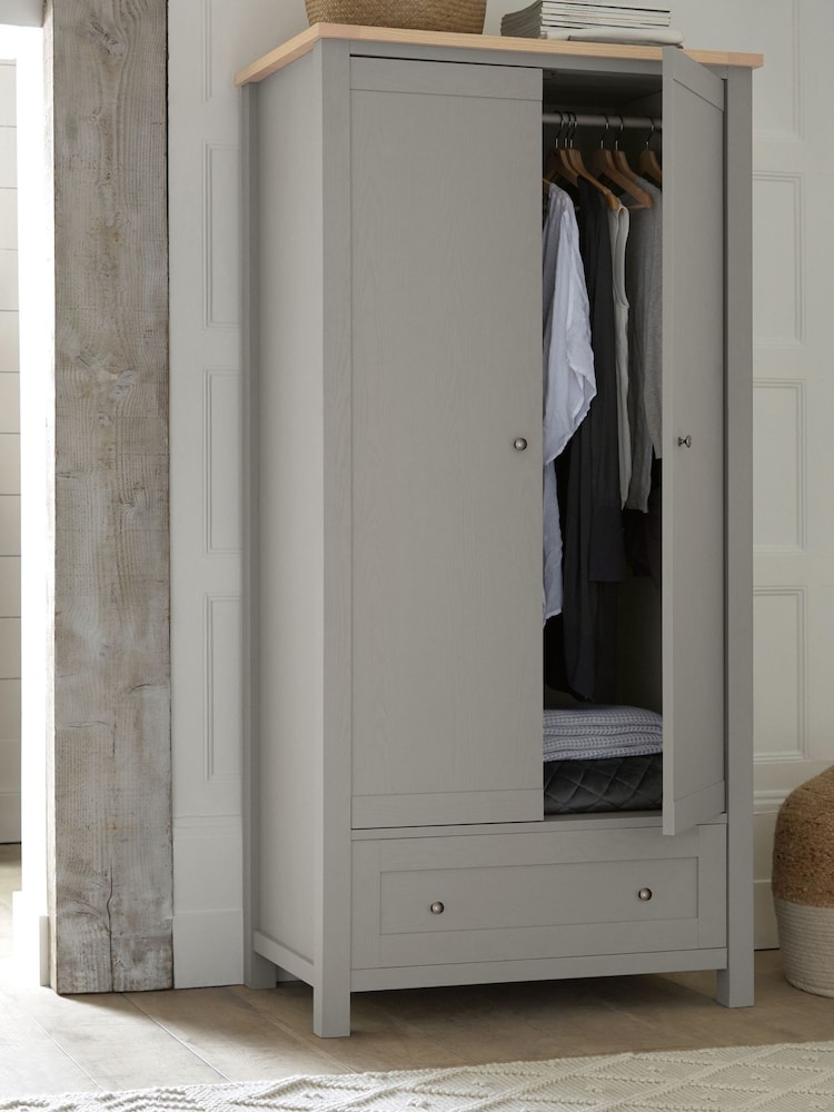 Dove Grey Malvern Paint Effect Double, 1 Drawer Wardrobe - Image 1 of 9