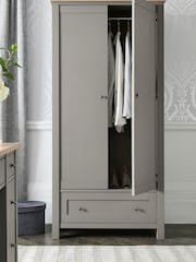 Dove Grey Malvern Paint Effect Double, 1 Drawer Wardrobe - Image 3 of 9