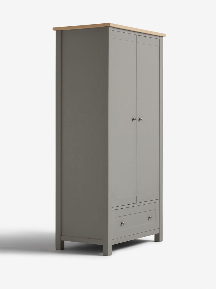 Dove Grey Malvern Paint Effect Double, 1 Drawer Wardrobe - Image 9 of 9