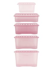 Wham 5 Piece Pink Crystal Multisize Storage Boxes - Image 5 of 6