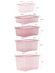 Wham 5 Piece Pink Crystal Multisize Storage Boxes - Image 6 of 6