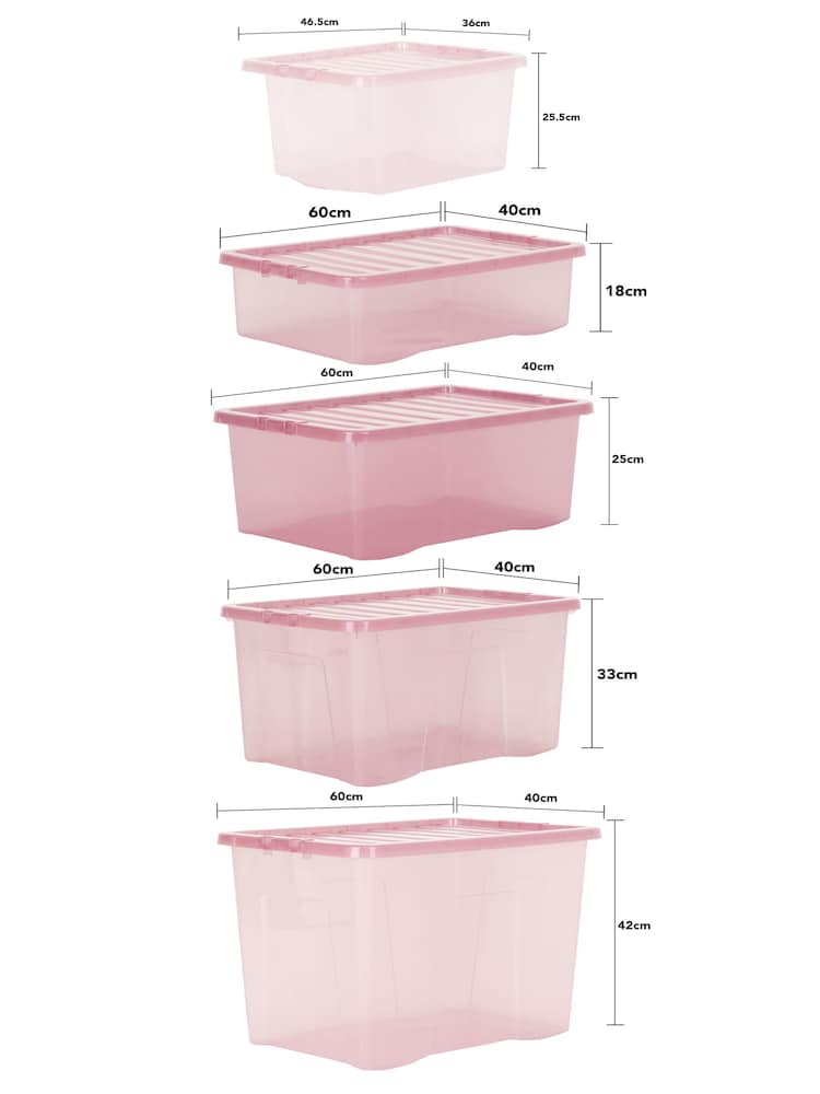 Wham 5 Piece Pink Crystal Multisize Storage Boxes - Image 6 of 6 Wham 5 Piece Pink Crystal Multisize Storage Boxes - Image 6 of 6