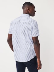 White/Blue Hummingbird Easy Iron With Button Down Collar Short Sleeve Oxford Shirt - Image 3 of 6