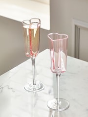 Pink Set of 2 Heart Champagne Flutes Glassware - Image 1 of 3