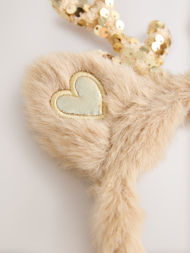 Gold Sequin Reindeer Antlers Hair Accessories - Image 2 of 3 Gold Sequin Reindeer Antlers Hair Accessories - Image 2 of 3