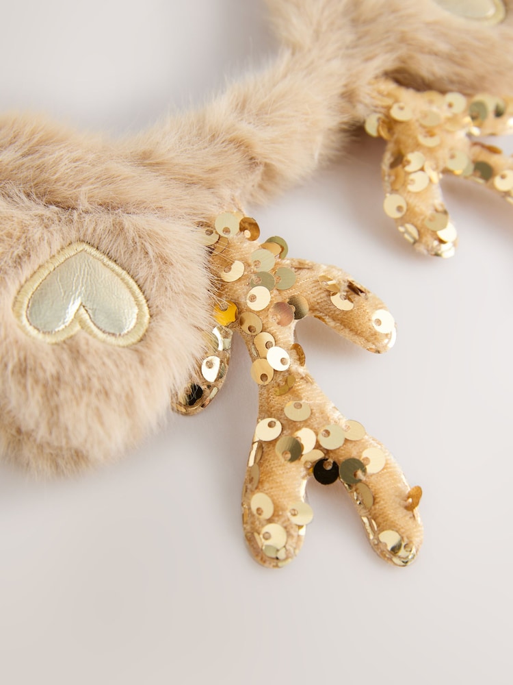 Gold Sequin Reindeer Antlers Hair Accessories - Image 3 of 3 Gold Sequin Reindeer Antlers Hair Accessories - Image 3 of 3