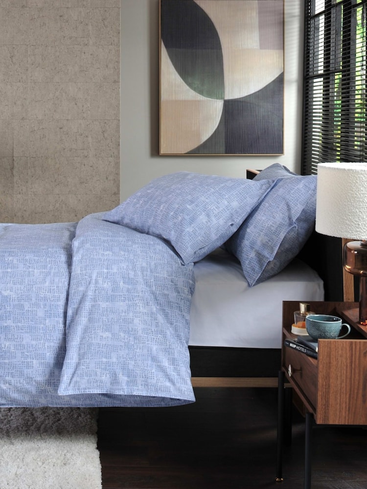 The Lyndon Company Blue Broken Texture Duvet Cover and Pillowcase Set - Image 1 of 6