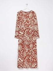FatFace Brown Haldon Watercolour Midi Dress - Image 5 of 5