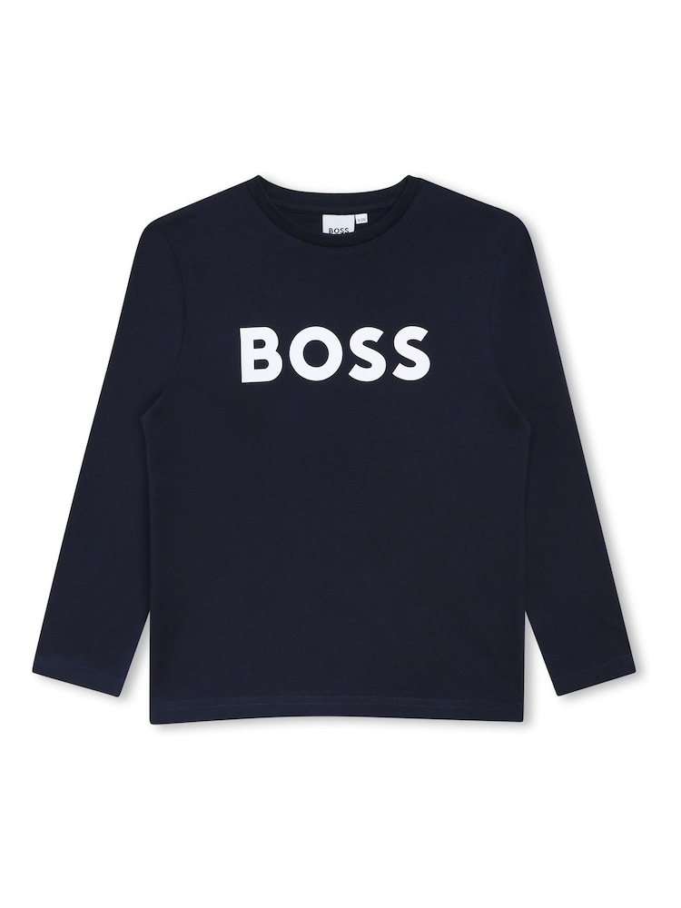 BOSS Blue Cotton Jersey Long Sleeve T-Shirt - Image 1 of 3