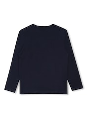 BOSS Blue Cotton Jersey Long Sleeve T-Shirt - Image 2 of 3