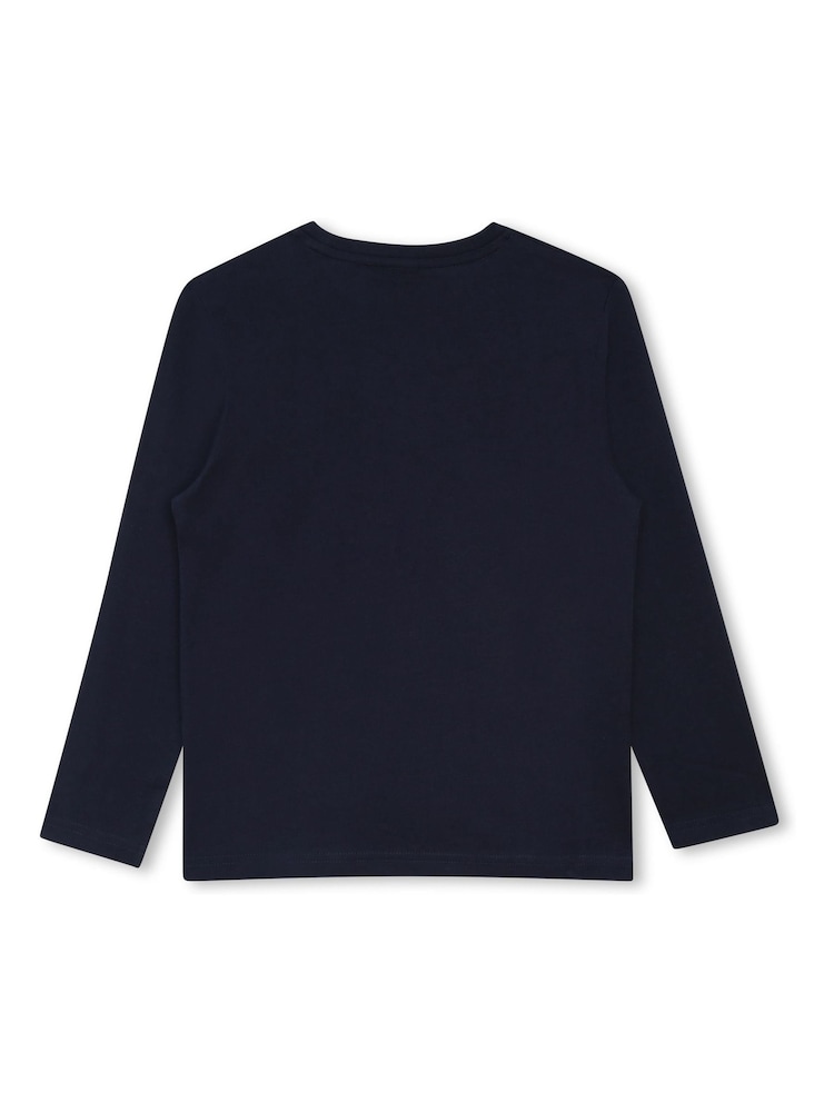 BOSS Blue Cotton Jersey Long Sleeve T-Shirt - Image 2 of 3