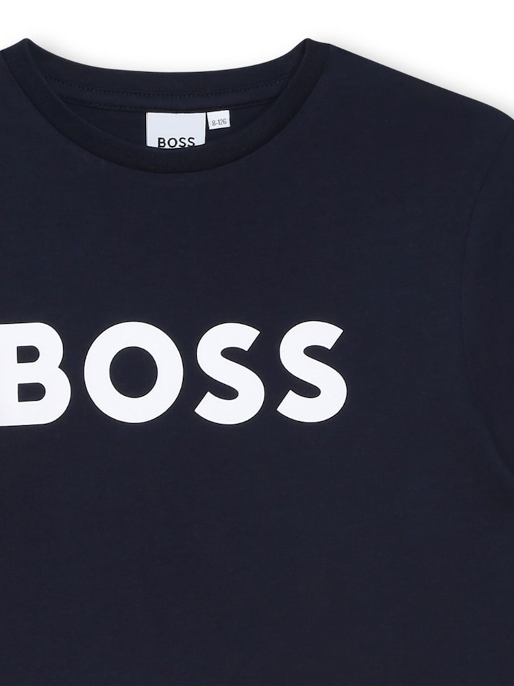 BOSS Blue Cotton Jersey Long Sleeve T-Shirt - Image 3 of 3