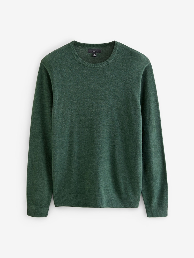 Dark Green Crew Neck Regular Soft Touch Knit Jumper - Image 5 of 7