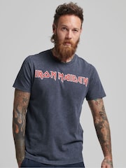 Superdry Grey 100% Cotton Iron Maiden x Limited Edition T-Shirt - Image 1 of 3
