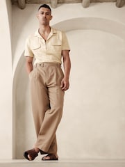 Banana Republic Natural Linen French Terry Resort Shirt - Image 1 of 1