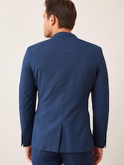 Bright Blue Slim Wool Mix Textured Suit Jacket - Image 3 of 6