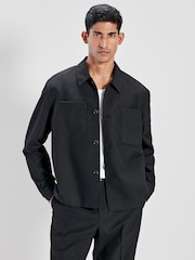 Black Smart Slim Fit Shacket - Image 1 of 4