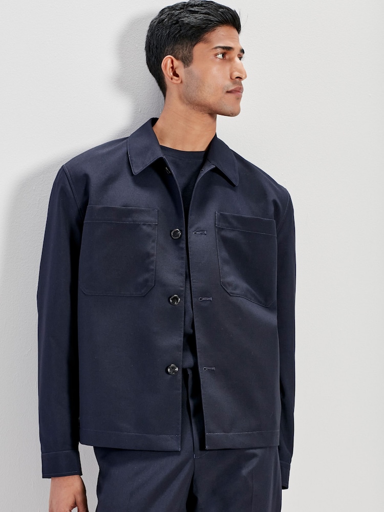 Navy Blue Smart Slim Fit Shacket - Image 1 of 11