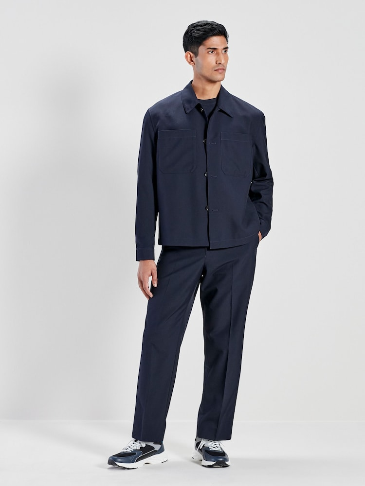 Navy Blue Smart Slim Fit Shacket - Image 2 of 11