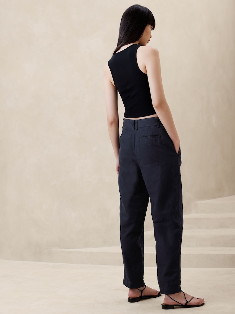 Banana Republic Blue Mya Cotton-Linen Cargo Trousers - Image 2 of 4
