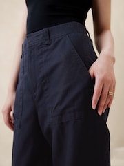 Banana Republic Blue Mya Cotton-Linen Cargo Trousers - Image 3 of 4