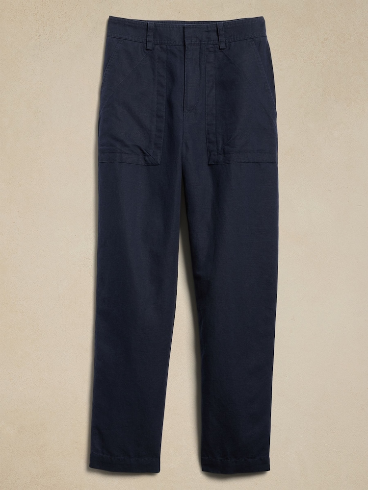 Banana Republic Blue Mya Cotton-Linen Cargo Trousers - Image 4 of 4