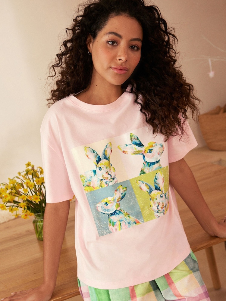 pinkes Häschen - Kurzes Pyjama-Set - Bild 1 von 8 pinkes Häschen - Kurzes Pyjama-Set - Bild 1 von 8