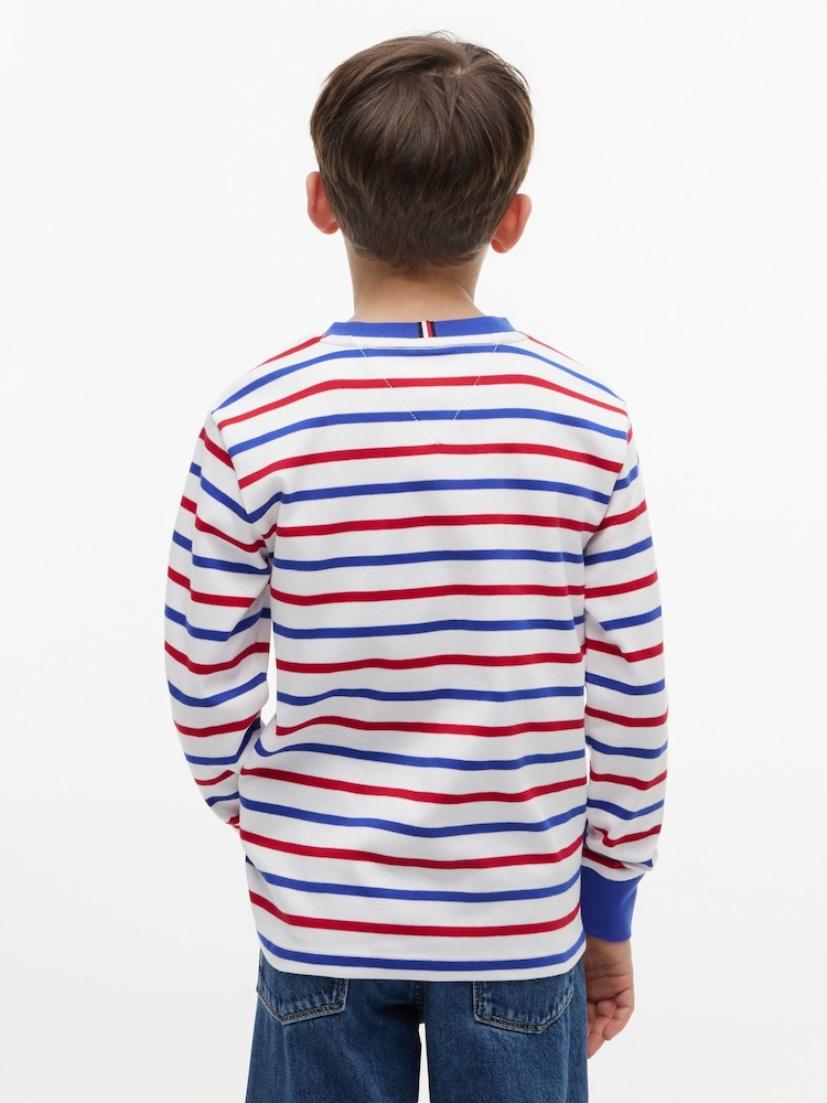 Tommy Hilfiger Red Essential Stripe Relaxed Long Sleeve T-Shirt - Image 2 of 5