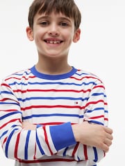 Tommy Hilfiger Red Essential Stripe Relaxed Long Sleeve T-Shirt - Image 4 of 5