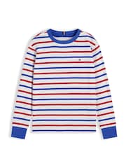 Tommy Hilfiger Red Essential Stripe Relaxed Long Sleeve T-Shirt - Image 5 of 5